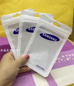 

500pcs 9*15cm Clear white Plastic zipper retail package zip lock Poly PP bag for samsung USB cable charging packaging pouch