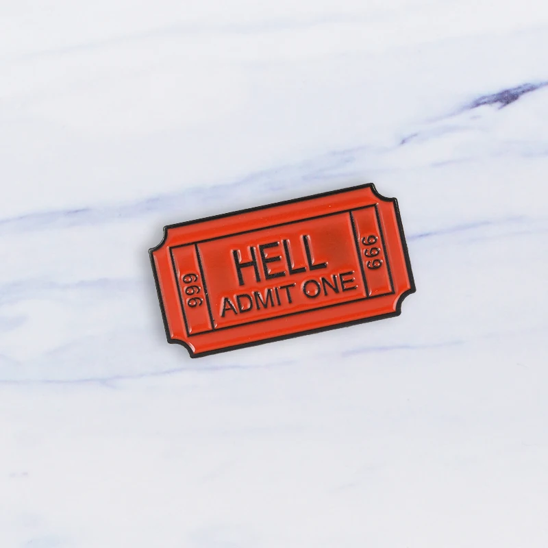 HELL ADMIT ONE 666 Enamel Brooch Hell Ticket Pins Denim clothes bag buckle Button Badge Gothic Punk Jewelry Gift for Friends
HELL ADMIT ONE 666 Enamel Brooch Hell Ticket Pins Denim clothes bag buckle Button Badge Gothic Punk Jewelry Gift for Friends