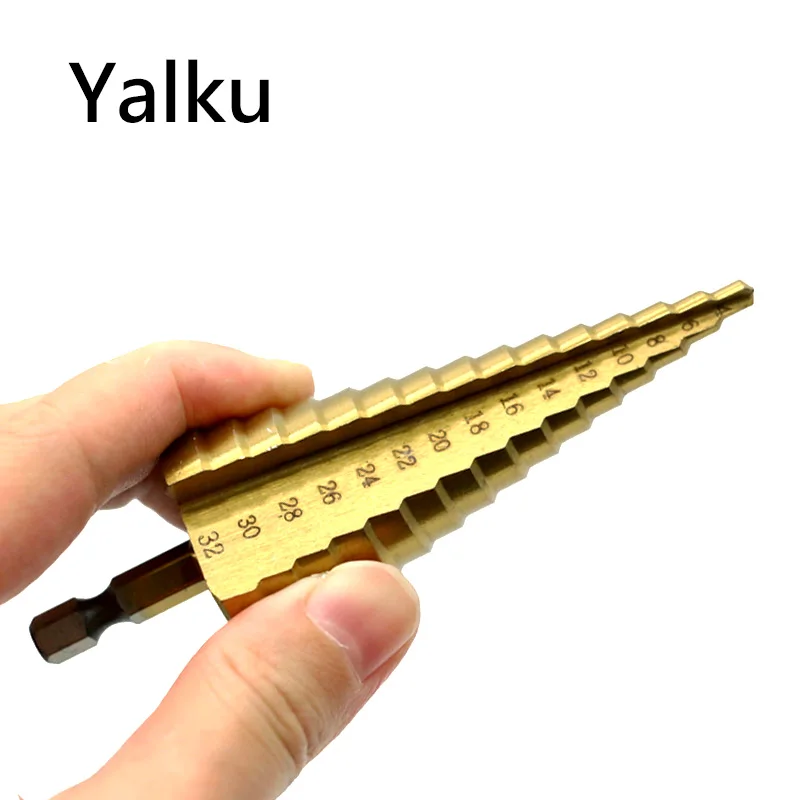 Yalku Metal Drilling Step Drill Bit HSS Steel Titanium Step Drill Bit Step Tool Cone Cutting Tool Steel Woodworking Wood Bits
Yalku Metal Drilling Step Drill Bit HSS Steel Titanium Step Drill Bit Step Tool Cone Cutting Tool Steel Woodworking Wood Bits