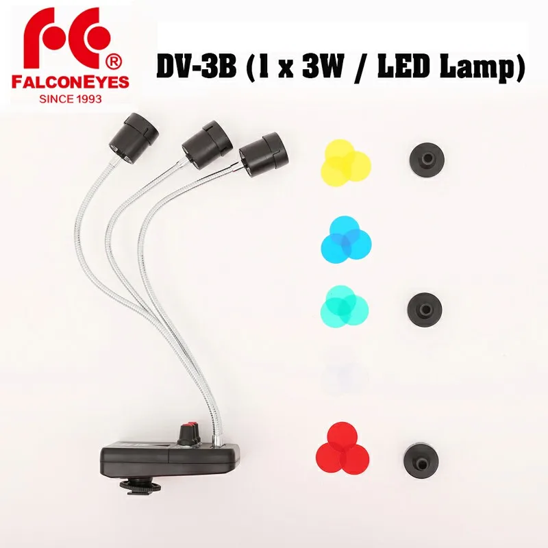 Falcon Eyes DV-3B Triple 3 LED Magic Background Light Color LED for Macro Shooting Jewelry Photography
Falcon Eyes DV-3B Triple 3 LED Magic Background Light Color LED for Macro Shooting Jewelry Photography
