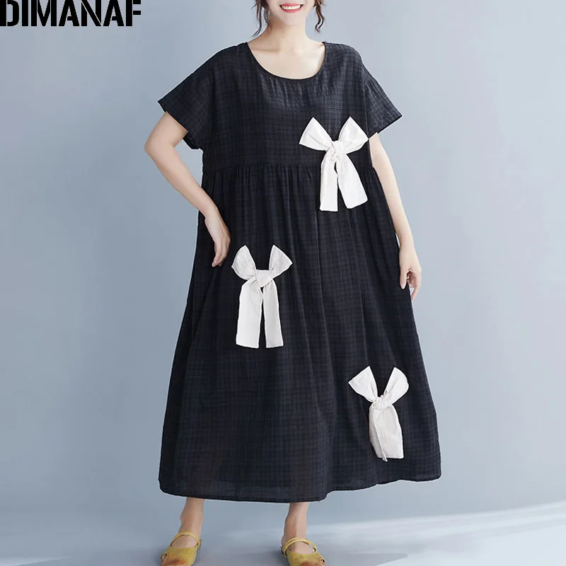 DIMANAF Plus Size Women Dress Summer Bowknot Cotton Linen Fashion Lady Vestidos Female Clothing Loose Casual Style Dress Black
DIMANAF Plus Size Women Dress Summer Bowknot Cotton Linen Fashion Lady Vestidos Female Clothing Loose Casual Style Dress Black