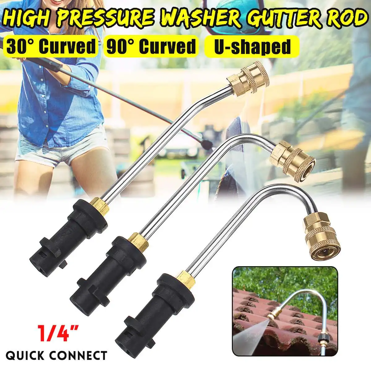 High Pressure Washer Gutter Rod Cleaner Attachment Lance 1/4 Inch Quick Connect For Karcher K2-K7
High Pressure Washer Gutter Rod Cleaner Attachment Lance 1/4 Inch Quick Connect For Karcher K2-K7