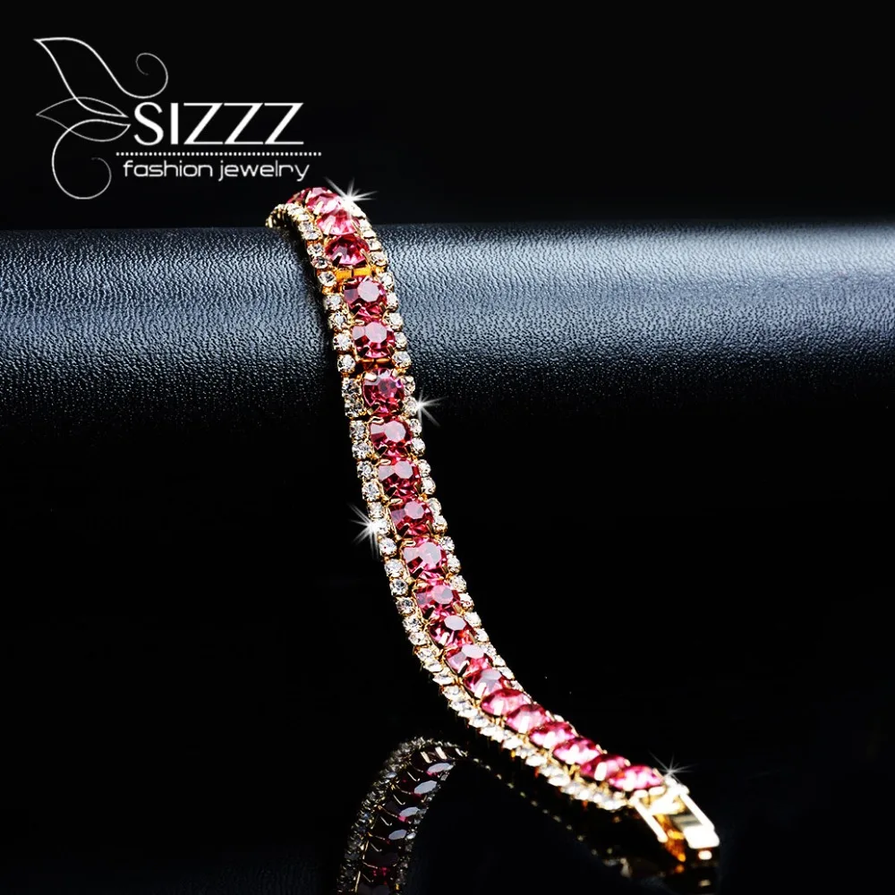 SIZZZ 2019 Fashion Braided Gold color Pink Bracelets & Bangles With Stones Luxury Crystal Bracelets For Women Wedding Jewelry
SIZZZ 2019 Fashion Braided Gold color Pink Bracelets & Bangles With Stones Luxury Crystal Bracelets For Women Wedding Jewelry
