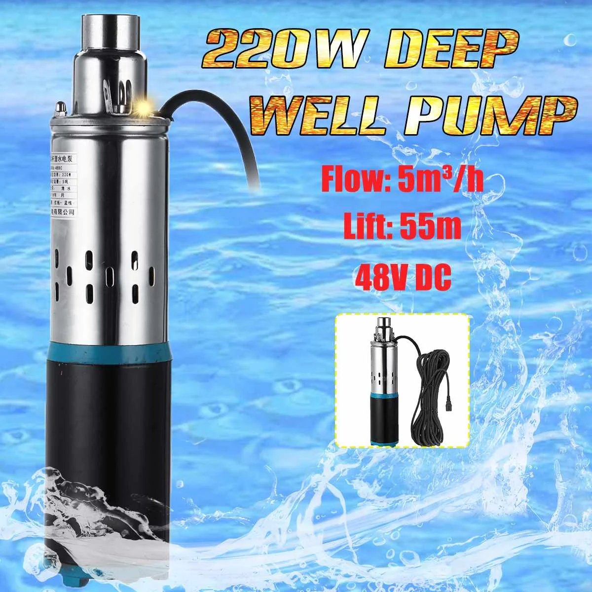 48V/60V 220W Solar Water Pump Deep Well Pump DC Screw Submersible Pump for Irrigation Garden Home Agricultural
48V/60V 220W Solar Water Pump Deep Well Pump DC Screw Submersible Pump for Irrigation Garden Home Agricultural