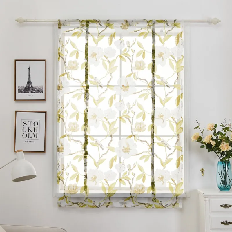 Curtains Window Pastoral Style Bird Flowers Leaves Printed Gauze Short Sheer Roman Curtains For Living Room Home Decoration
Curtains Window Pastoral Style Bird Flowers Leaves Printed Gauze Short Sheer Roman Curtains For Living Room Home Decoration