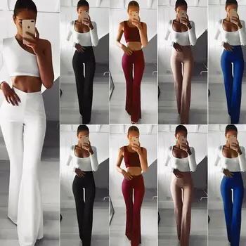 2019 Women Palazzo High Waist Flared Wide Leg OL Work Lady Button Long Trousers Pants
2019 Women Palazzo High Waist Flared Wide Leg OL Work Lady Button Long Trousers Pants