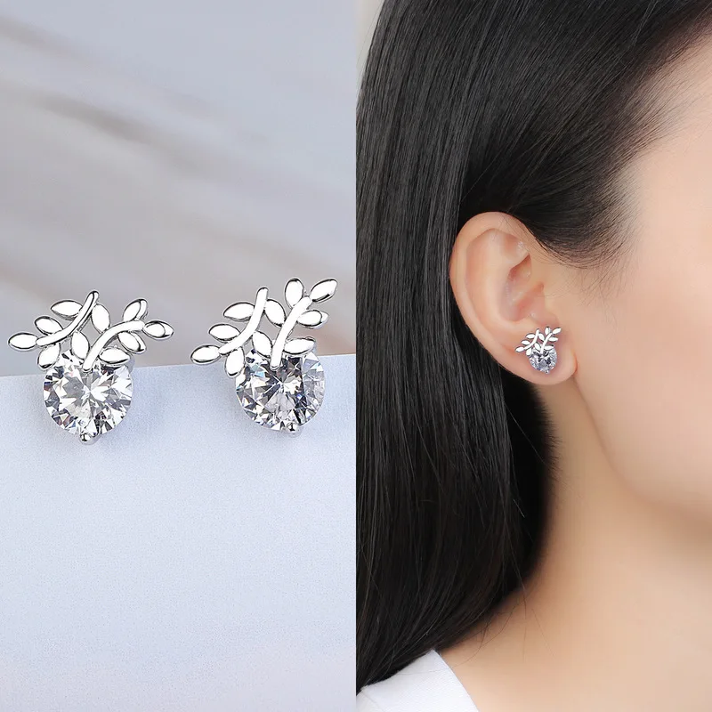 Fashion Jewelry & Accessories Earrings, Stud Earrings,Silver needle leaf ear stud, exquisite round set with zircon earring
Fashion Jewelry & Accessories Earrings, Stud Earrings,Silver needle leaf ear stud, exquisite round set with zircon earring