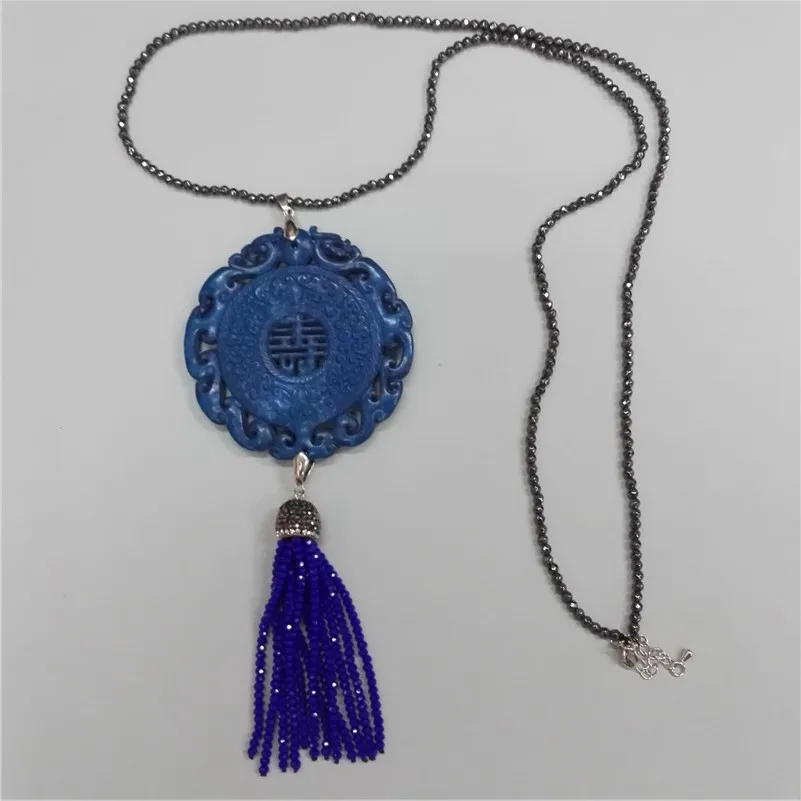 Charms Classic Traditional Chinese Ancient Vintage Pattern Blue Stone Royal Blue Beaded Tassel Hematite Chain Pendant Necklace
Charms Classic Traditional Chinese Ancient Vintage Pattern Blue Stone Royal Blue Beaded Tassel Hematite Chain Pendant Necklace