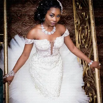 2019 Amazing Neck Ruffles Mermaid Wedding Dress African Nigerian Custom-made Bridal Gowns
2019 Amazing Neck Ruffles Mermaid Wedding Dress African Nigerian Custom-made Bridal Gowns
