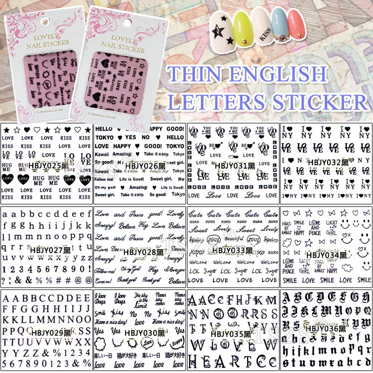 12bag/lot Nail Art 3D Decal DIY Stickers Cursive Alphabet English Letters Smile Black Series
12bag/lot Nail Art 3D Decal DIY Stickers Cursive Alphabet English Letters Smile Black Series