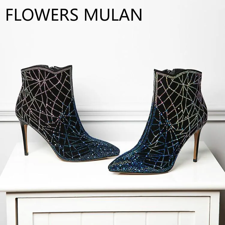 Fashion New Designers Bling Mixed Color Crystal Mesh Upper Ladies Booties Chic Pointed Toe High Heels Winter Shoes Woman Runway
Fashion New Designers Bling Mixed Color Crystal Mesh Upper Ladies Booties Chic Pointed Toe High Heels Winter Shoes Woman Runway