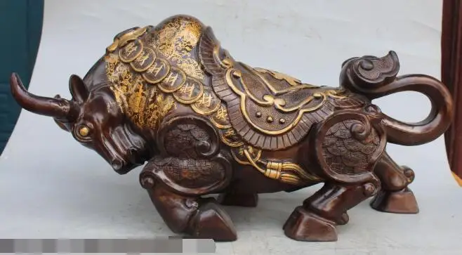 S01141 21"China Bronze Gilt Wealth Money Zodiac Year Bull Ox Oxen Cattle Animal Statue B0403
S01141 21"China Bronze Gilt Wealth Money Zodiac Year Bull Ox Oxen Cattle Animal Statue B0403