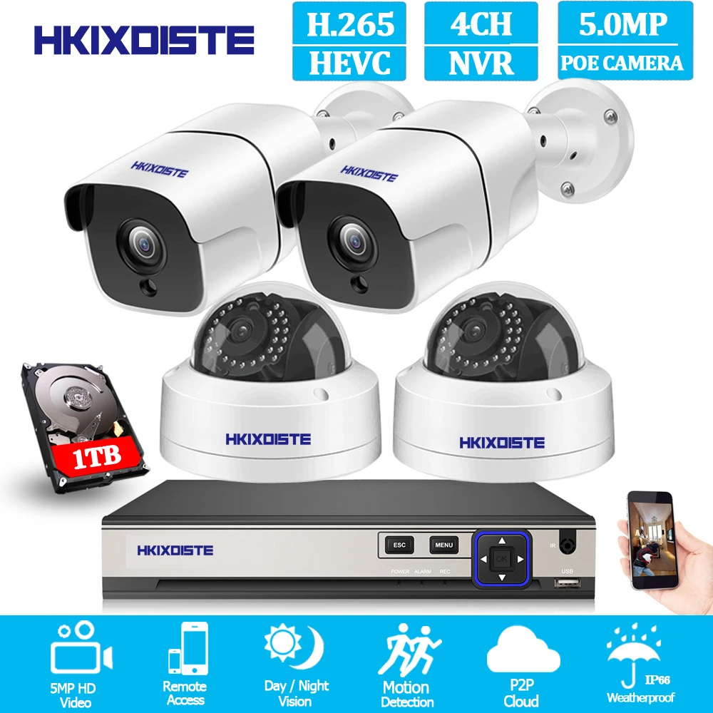 4CH 5.0MP NVR CCTV Camera System PoE H.265 4PCS Camera CCTV System 5mp Video Surveillance Kit PoE 48V Video Surveillance Kit
4CH 5.0MP NVR CCTV Camera System PoE H.265 4PCS Camera CCTV System 5mp Video Surveillance Kit PoE 48V Video Surveillance Kit