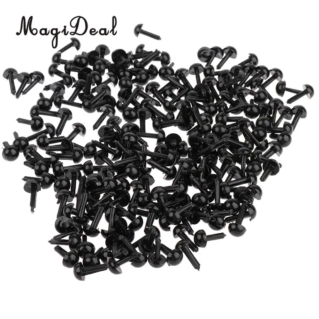 200 Pieces Black Plastic Safety Eyes for Teddy Bear Doll Plush Animal Toys Card Making Home Decor Crafts