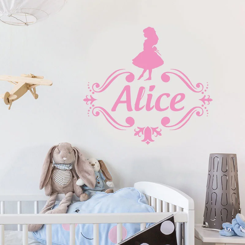 Kids Room Decor Personalized Name Alice In Wonderland Vinyl Wall