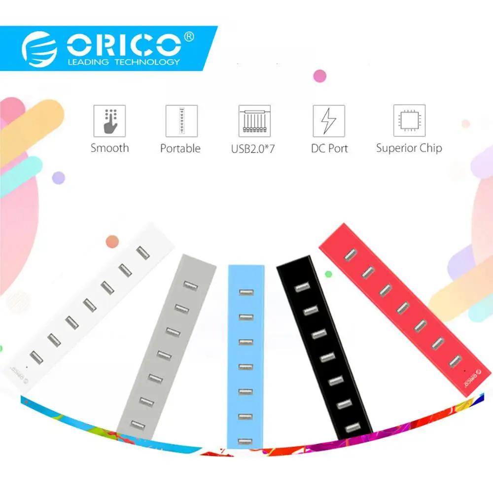 ORICO 7 Ports USB 2.0 HUB USB Splitter With 30cm Data Cable for Windows Mac Computer Laptop OTG HUB With Card Reader Ports
ORICO 7 Ports USB 2.0 HUB USB Splitter With 30cm Data Cable for Windows Mac Computer Laptop OTG HUB With Card Reader Ports