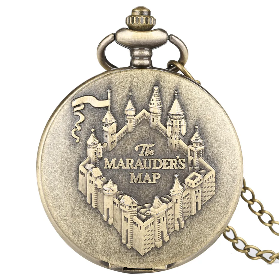 Bronze Color The MARAUDER'S MAP Quartz Pocket Watch Necklace Pendant Carving Design Women Men Unisex Watches Clock Gifts 2019 | Наручные