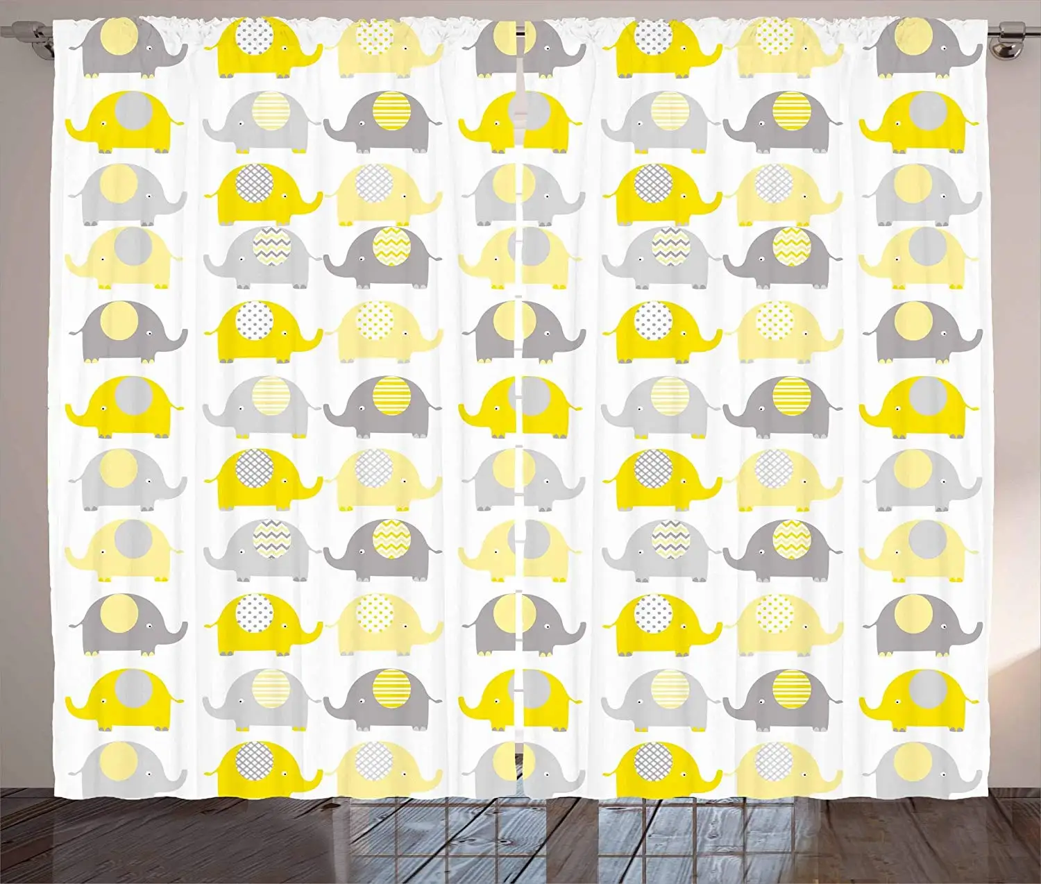 Nursery Curtains Yellow Grey Cute Elephant Cartoon Animals with Different Patterns Asia Fauna Living Room Bedroom Window Drapes
Nursery Curtains Yellow Grey Cute Elephant Cartoon Animals with Different Patterns Asia Fauna Living Room Bedroom Window Drapes