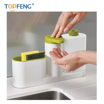 TOPFENG Kitchen Sink Tidy Caddy with Soap Dispenser-Sponge Holder - Kitchen Sink Organizer - Multipurpose Use Tray 
TOPFENG Kitchen Sink Tidy Caddy with Soap Dispenser-Sponge Holder - Kitchen Sink Organizer - Multipurpose Use Tray