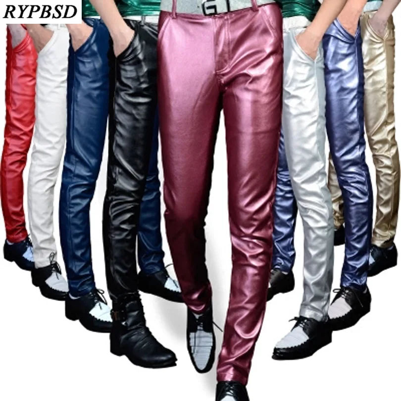 Autumn New 2019 Gold Silver Black Punk Leather Pants Men Fashion Nightclub Show Performances PU Skinny Faux Leather Trousers Men
Autumn New 2019 Gold Silver Black Punk Leather Pants Men Fashion Nightclub Show Performances PU Skinny Faux Leather Trousers Men