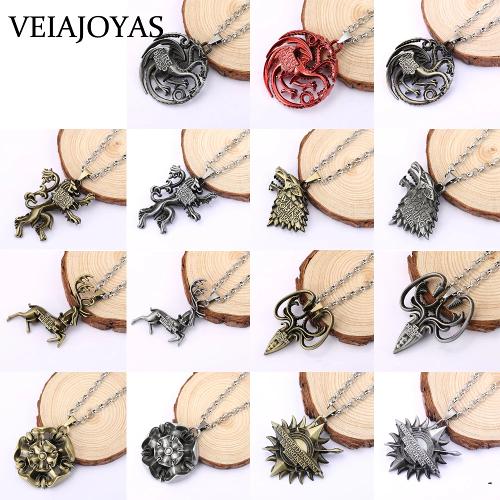 Full Set Game of Thrones Necklaces Tyrell Stark Lannister Targaryen Family Metal Pendant Necklace 3D Dragon Wolf Octopus Jewelry
Full Set Game of Thrones Necklaces Tyrell Stark Lannister Targaryen Family Metal Pendant Necklace 3D Dragon Wolf Octopus Jewelry