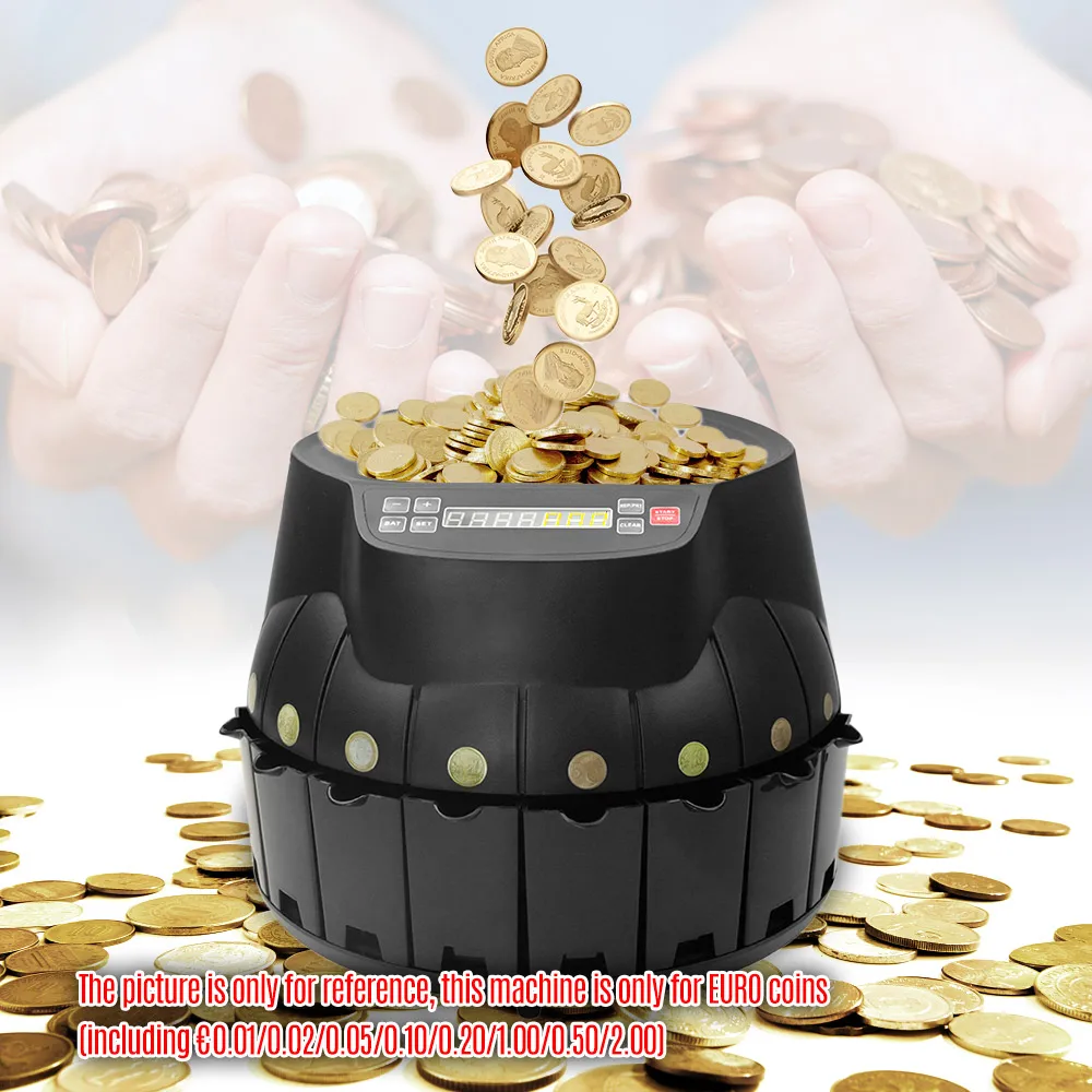 Electronic Coin Sorter Counter Counting Machine Self-Diagnosis LED Display Support Counting Adding Batching Modes for EURO Coins
Electronic Coin Sorter Counter Counting Machine Self-Diagnosis LED Display Support Counting Adding Batching Modes for EURO Coins