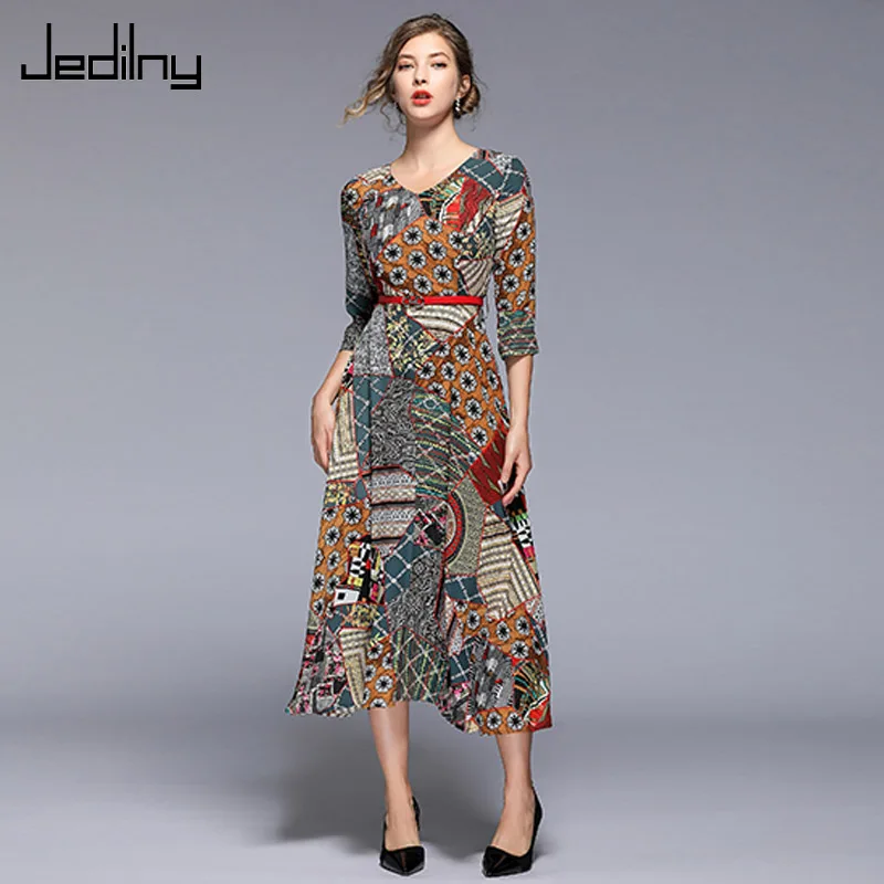 Women Casual Dress 2019 Summer New V Neck Three Quarter Sleeve Slim Waist Print Dress Vestidos de festa
Women Casual Dress 2019 Summer New V Neck Three Quarter Sleeve Slim Waist Print Dress Vestidos de festa