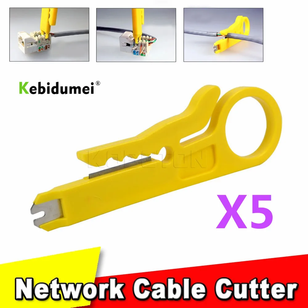 

5PCS Rotary Punch Down Network UTP Cable Cutter Punch Down Wire Tool 9cm Mini Strippers STP Cable Cutter Telephone Wire Stripper