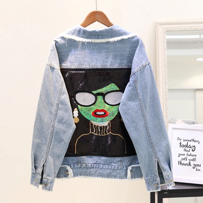2019 New Heavy Back Embroidered Sequins Pierced Denim Jacket Women's Loose Black Jeans Jackets Ladies Cool Denim Coat Coats N801
2019 New Heavy Back Embroidered Sequins Pierced Denim Jacket Women's Loose Black Jeans Jackets Ladies Cool Denim Coat Coats N801