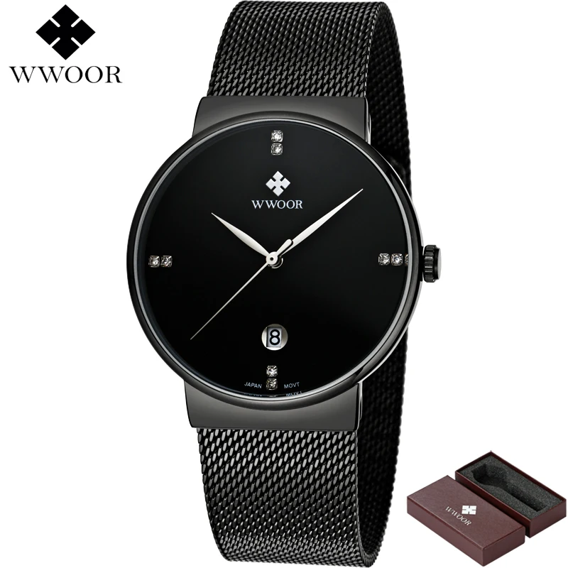 WWOOR Men's Watch Black Steel Quartz Men Watches Male Wristwatch Waterproof Business Clock Casual Man Watch relogio masculino
WWOOR Men's Watch Black Steel Quartz Men Watches Male Wristwatch Waterproof Business Clock Casual Man Watch relogio masculino