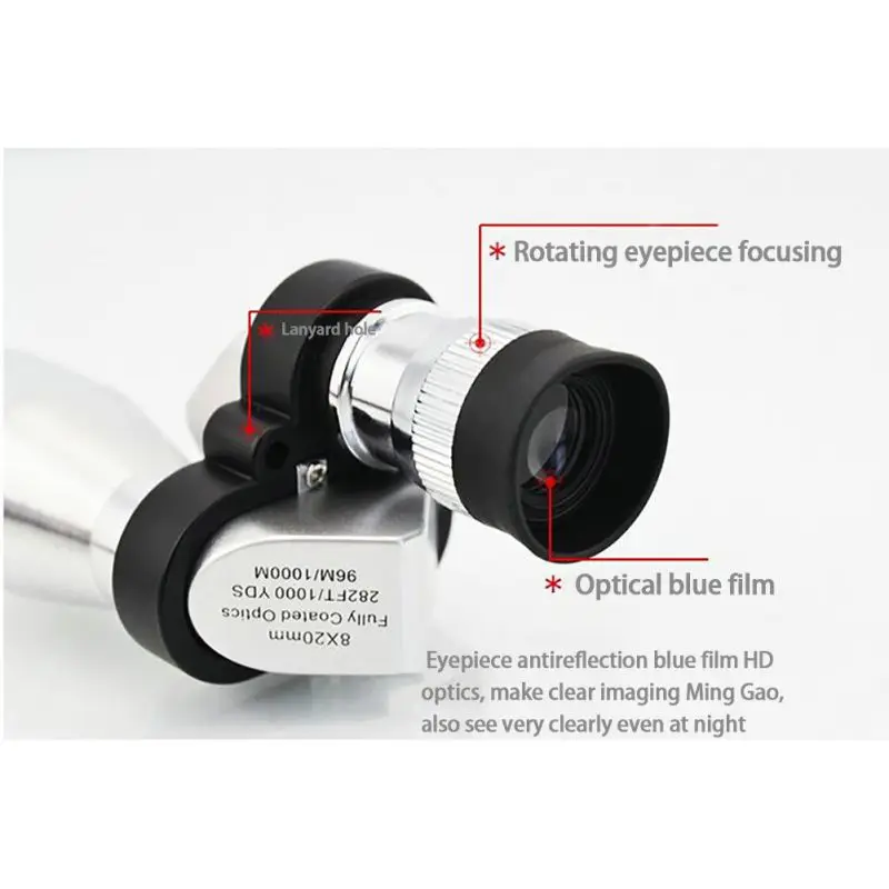 Mini Monocular Telescope pocket-size Miniature Single Hole Camping Equipment High-power High-definition Night Vision 8x20
Mini Monocular Telescope pocket-size Miniature Single Hole Camping Equipment High-power High-definition Night Vision 8x20