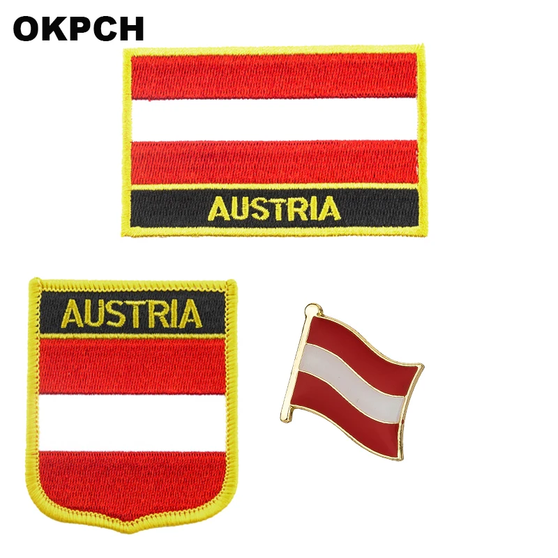 Austria National Flag Embroidered Iron on Patches for Clothing Metal badges PT0019-3
Austria National Flag Embroidered Iron on Patches for Clothing Metal badges PT0019-3