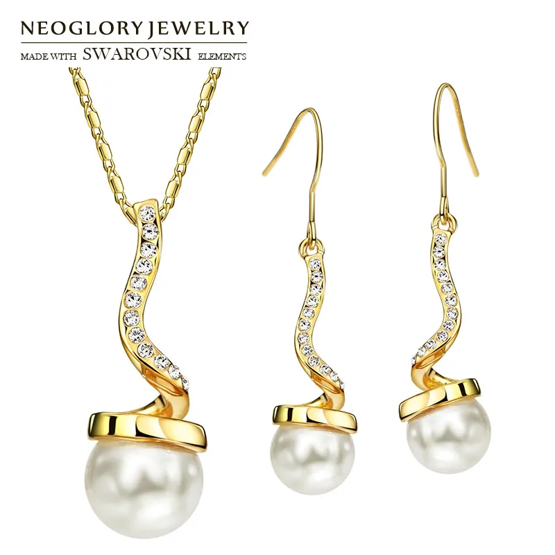 Neoglory Austria Rhinestone & Simulated Pearl Jewelry Set Geometric Round Design Light Yellow Gold Color Necklace & Earrings
Neoglory Austria Rhinestone & Simulated Pearl Jewelry Set Geometric Round Design Light Yellow Gold Color Necklace & Earrings