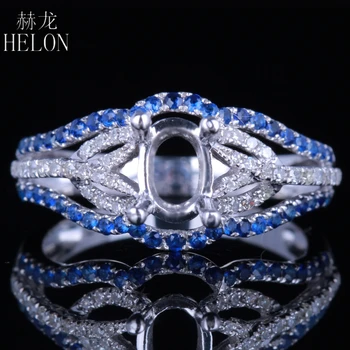 HELON 7x5mm Oval Semi Mount Fine 0.6ct Natural Diamond & Sapphires Ring Solid 14K White Gold Wedding Ring Women Trendy Jewelry
HELON 7x5mm Oval Semi Mount Fine 0.6ct Natural Diamond & Sapphires Ring Solid 14K White Gold Wedding Ring Women Trendy Jewelry