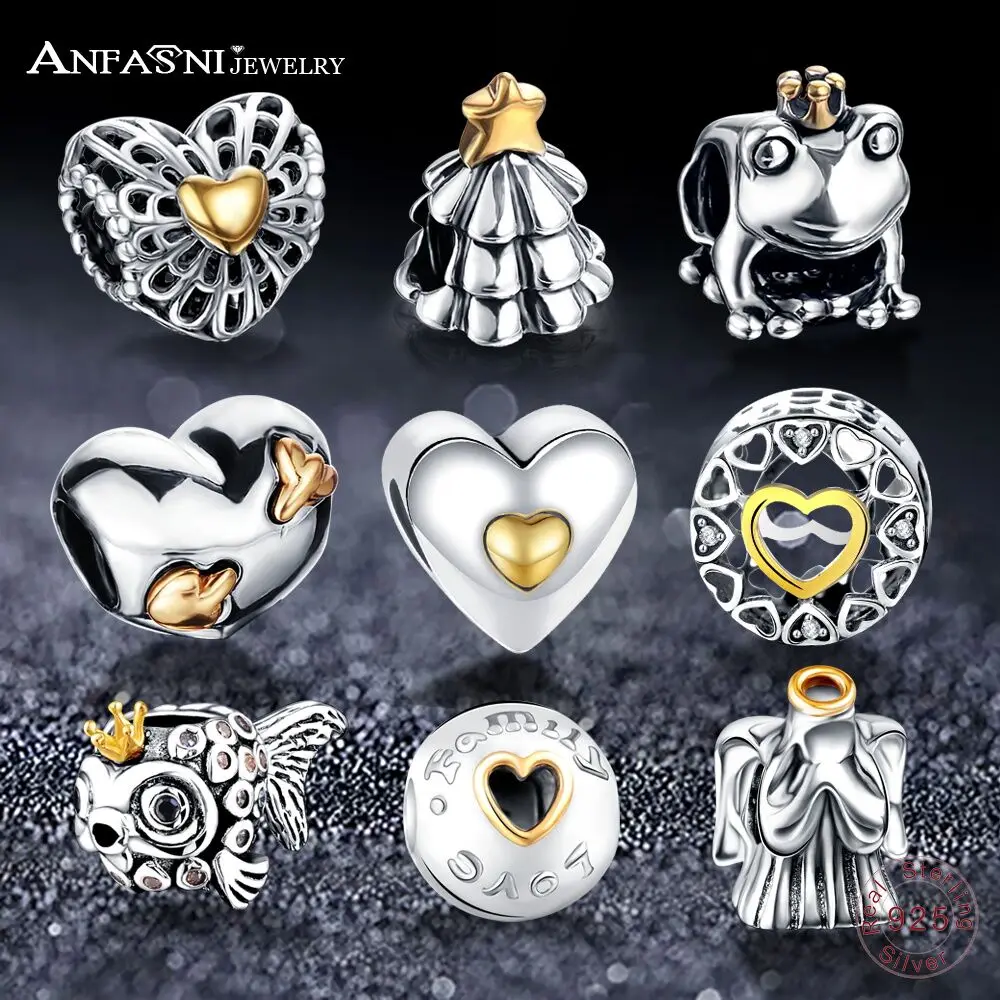 ANFASNI 100% 925 Sterling Silver Gold Crown & Heart Beads Pendent Fit Pandora Charm Bracelet Valentine Day Gifts PSMB0028
ANFASNI 100% 925 Sterling Silver Gold Crown & Heart Beads Pendent Fit Pandora Charm Bracelet Valentine Day Gifts PSMB0028