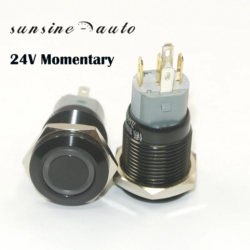 24V Momentary Push Button Switch 1NO1NC Black Metal switch with Blue Red Green LED Ring Suitable for 16mm 5/8" Mounting Hole
24V Momentary Push Button Switch 1NO1NC Black Metal switch with Blue Red Green LED Ring Suitable for 16mm 5/8" Mounting Hole