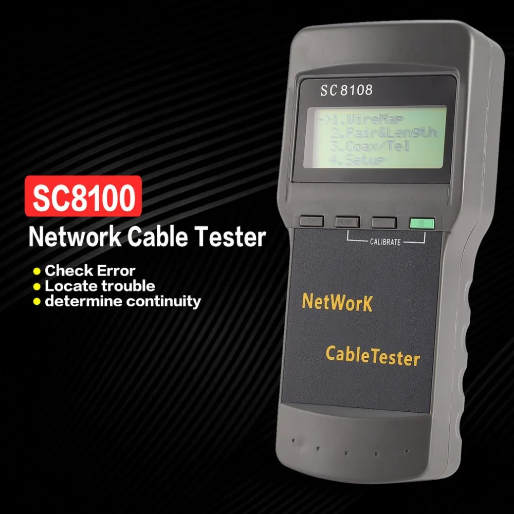 SC8108 Multifunctional Network Tester Portable LAN Phone Cable Meter&Tester Wire Tracker LCD Display 5E 6E RJ45
SC8108 Multifunctional Network Tester Portable LAN Phone Cable Meter&Tester Wire Tracker LCD Display 5E 6E RJ45