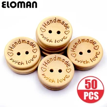 Eloman 50 pçs/lote cor natural botões de madeira artesanal carta de amor botão de madeira artesanato diy bebê vestuário acessórios(China)