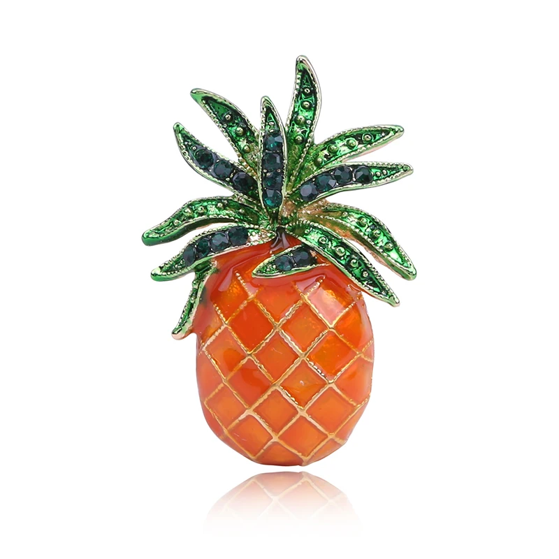 

Austria Rhinestone Inlay Enamel Pineapple Brooches For Women Orange Cute Fruit Brooch Pin Dresses Coat Corsage Brooches Gift