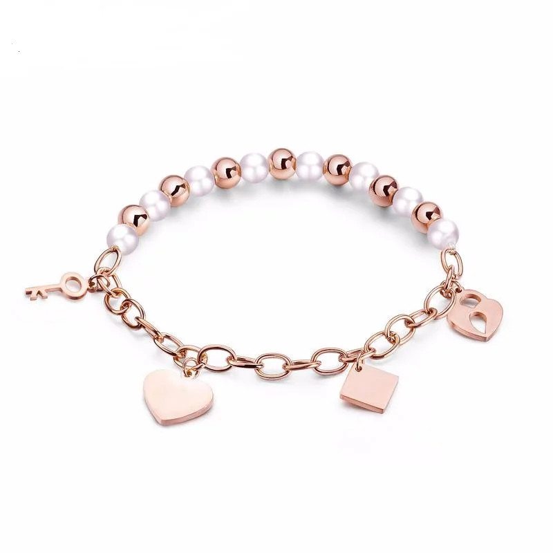 Fashion jewelry, bracelets, titanium steel key lock love bracelet, simple pearl bracelet,female
Fashion jewelry, bracelets, titanium steel key lock love bracelet, simple pearl bracelet,female