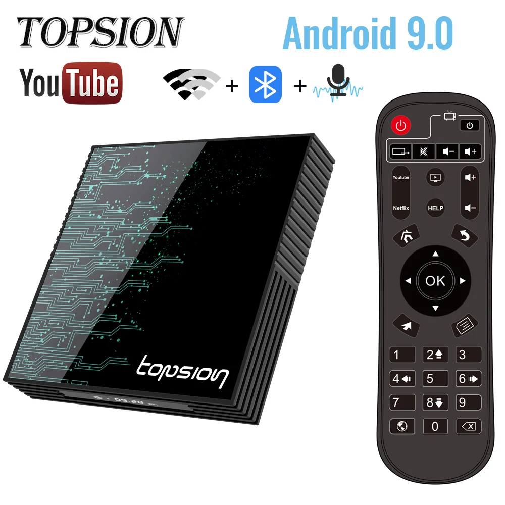 Topsion TP02 9.0 Android TV Box RK3318 4GB 64GB H.265 Media player Google Assistant Netflix Youtube 2.4G&5GHz Wifi Bluetooth
Topsion TP02 9.0 Android TV Box RK3318 4GB 64GB H.265 Media player Google Assistant Netflix Youtube 2.4G&5GHz Wifi Bluetooth