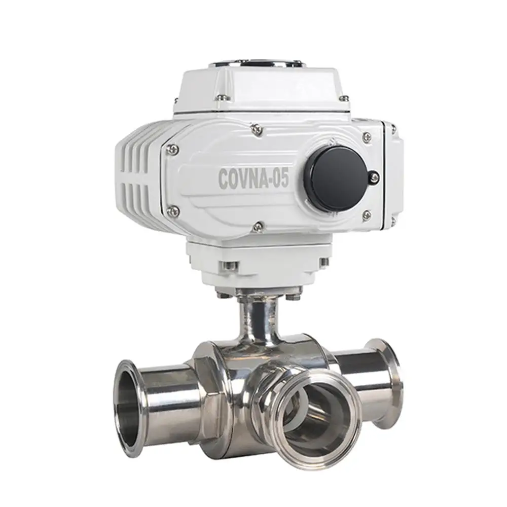 2.5 inch Sanitary Motorized 3 Ways Tri-clamp Ball Valve On Off Type SS304 PTFE Sealing PN 16Bar Clamp:91mm Inner:72mm | Строительство и