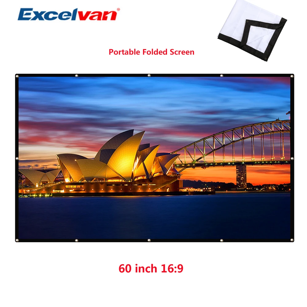 Excelvan 60 inch Simple Folded Projection Screen Wrap Fabric Roll Up 16:9 Cloth Screen with hole for projector Home theater
Excelvan 60 inch Simple Folded Projection Screen Wrap Fabric Roll Up 16:9 Cloth Screen with hole for projector Home theater