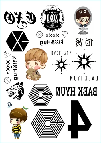 2014 Новинка 5 шт. 1 лот EXO волк временные татуировки наклейки Body лица Arm Поклонники