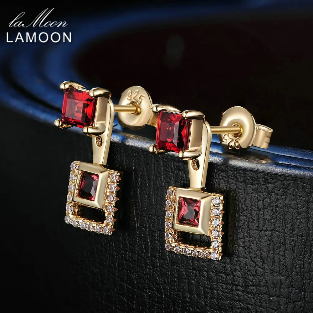 LAMOON 925 Sterling Silver Drop Earrings Fine Jewelry Multifunction 1ct Natural Square Rubin Garnet Mosaic Women Kaffa Earring
LAMOON 925 Sterling Silver Drop Earrings Fine Jewelry Multifunction 1ct Natural Square Rubin Garnet Mosaic Women Kaffa Earring