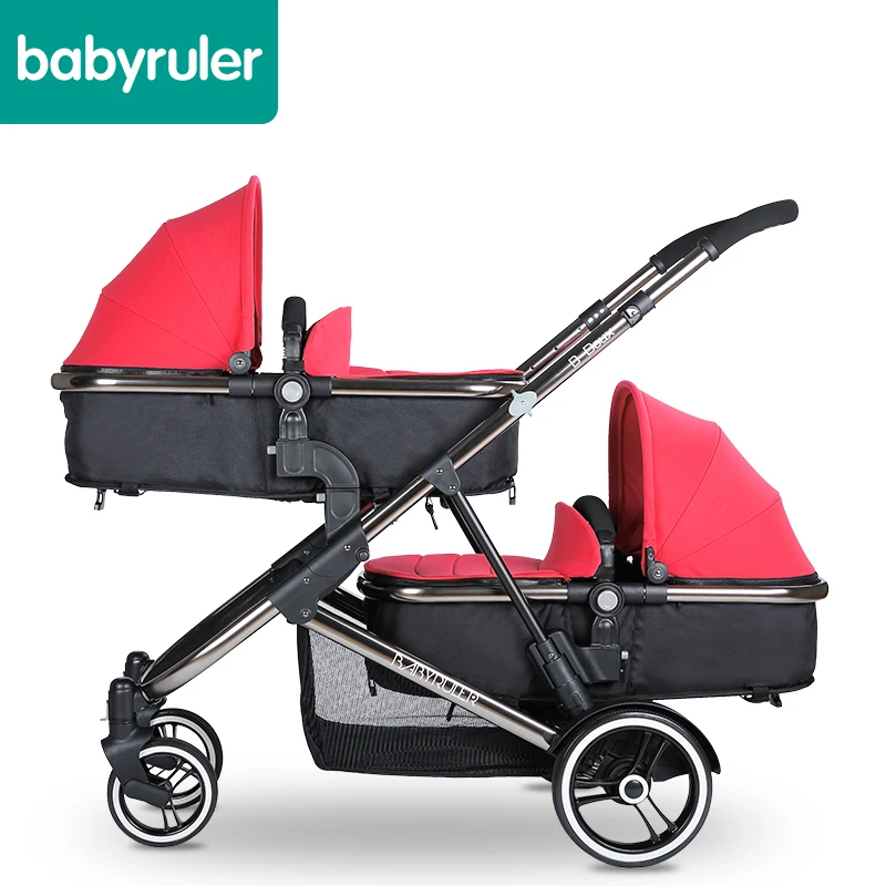 Image Babyruler twins baby stroller folding double stroller child baby stroller