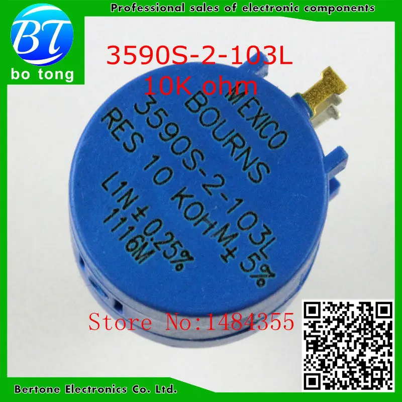 5pcs/Lot 3590S-2-103L 3590S 10K ohm Precision Multiturn Potentiometer 10 Ring Adjustable Resistor
5pcs/Lot 3590S-2-103L 3590S 10K ohm Precision Multiturn Potentiometer 10 Ring Adjustable Resistor