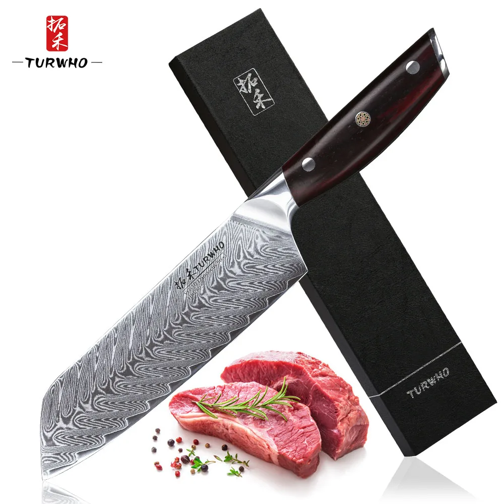 TURWHO 7 inches Santoku Knives Japanese Damascus Steel Kitchen Knife Dealing With Meat Fruit Vegetables Professional Chef Knife
TURWHO 7 inches Santoku Knives Japanese Damascus Steel Kitchen Knife Dealing With Meat Fruit Vegetables Professional Chef Knife