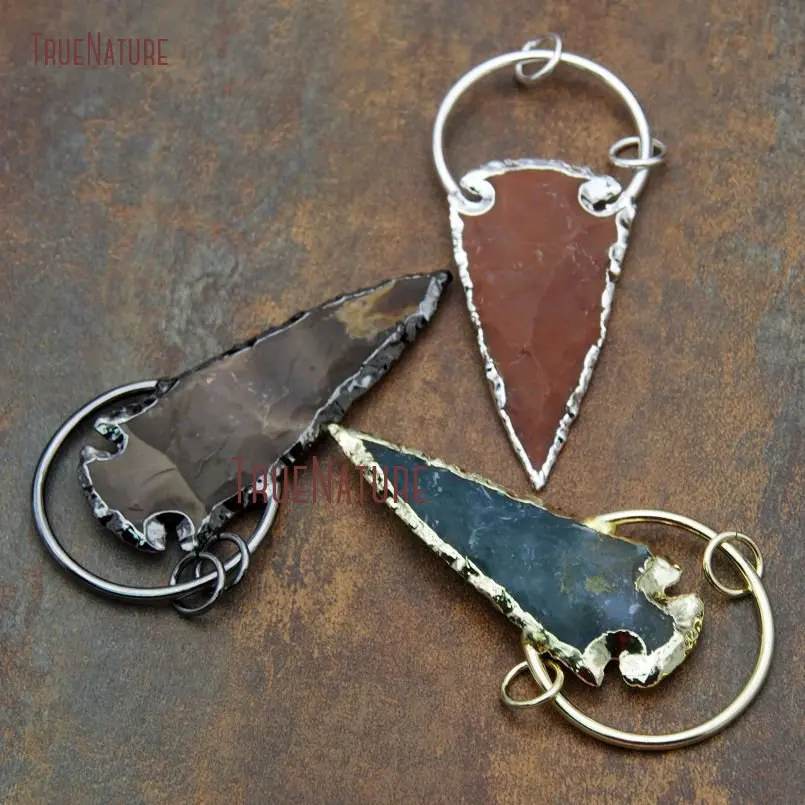 Handmade Jewelry Arrowhead Jaspers Stone Charm Pendant With Copper Circle In 55*29 mm PM9607
Handmade Jewelry Arrowhead Jaspers Stone Charm Pendant With Copper Circle In 55*29 mm PM9607