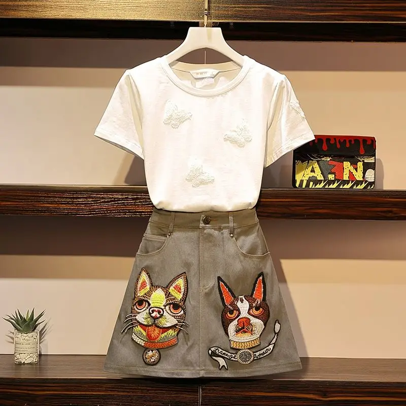2019 Summer Women Two Piece Outfits Elegant Embroidery TShirt Top Skirt Suit 2 Piece Set Sweat Clothes Conjuntos Feminino
2019 Summer Women Two Piece Outfits Elegant Embroidery TShirt Top Skirt Suit 2 Piece Set Sweat Clothes Conjuntos Feminino